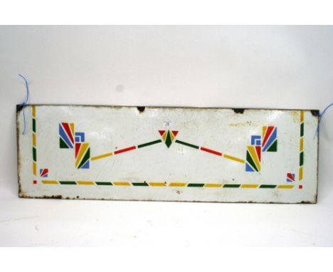 An Art Deco enamel fairground sign, 38cm x 122cm