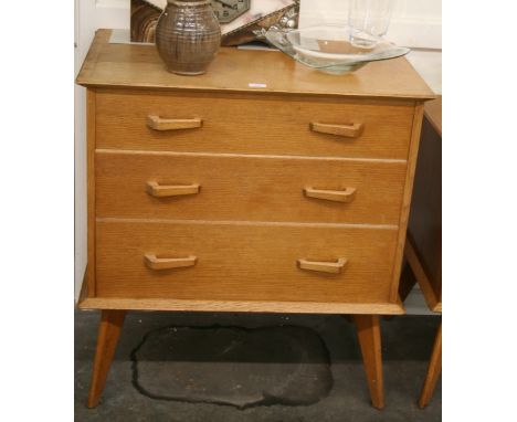 A G plan style light oak chest fitted three drawers, 87cm high, 81cm wide, 48cm deep