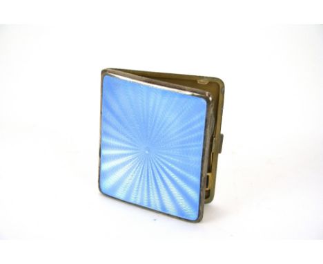 A silver and blue enamel cigarette case, Birmingham 1934, 8cm