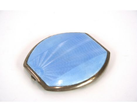 A silver and blue enamel compact, Birmingham 1934, 8cm