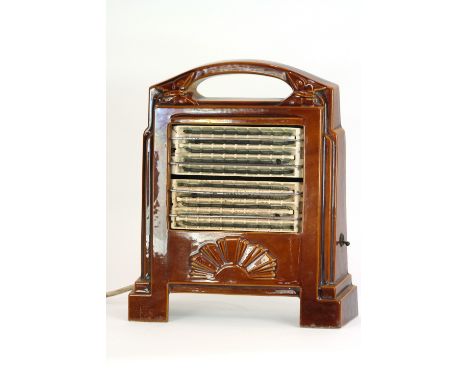 An Art Deco enamel electric heater - sold as collector's item, 43cm