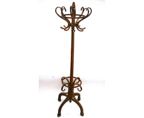 A Thonet style bentwood hat, coat and stick stand, 200cm in extremes