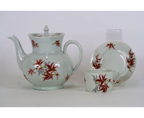 A collection of Limoges 'Haviland' teaware comprising teapot, sugar bowl, cream jug, twelve saucers, ten cups