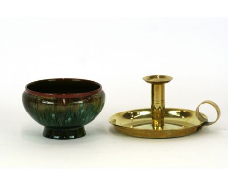 Dr Christopher Dresser Linthorpe bowl in the Japanese style, with impressed facsimile signature Model S14 HT, 13.5cm diameter