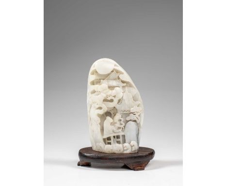 JadeChina&nbsp;Dimensions: Height 18 cm Wide 11 cm Depth 4 cm without base Weight: 1019 grams without base A white jade carvi