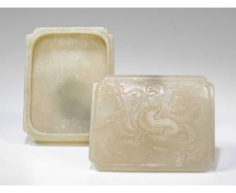white JadeChina 19th century Dimensions: Height 2,5 cm Width 10 cm Depth 8 cmWeight: 232 grams Jade ink well of bright, white