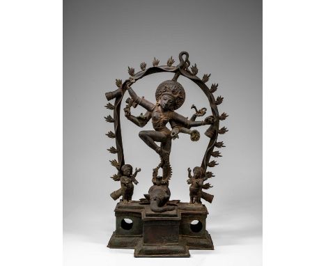 BronzeIndia , 19th century Dimensions: Height 83 cm Wide 55 cm Depth 33 cmWeight: 37 kilograms Shiva in his cosmic dance symb