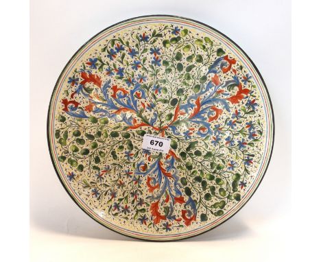 A Pinder Bourne &amp; Co plate, hand painted with monogram CMP (possibly Procter dated June 1881), 31cm diameter Condition Re