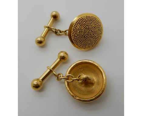 A pair of 18ct gold granulation design round cufflinks, weight 9.6gms Condition Report: Available upon request