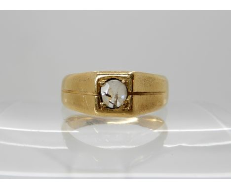 A bright yellow metal rose cut diamond ring size R, weight 5.2gms Condition Report: Available upon request