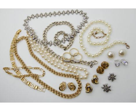 A Monet chain necklace Christian Dior earrings and other items Condition Report: Not available for this lot