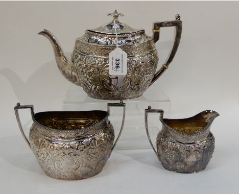 A three piece silver plated tea service Condition Report: Available upon request