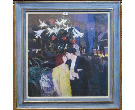 AFTER ARCHIE FORREST Couple kissing, print, 75 x 71cm Condition Report: Available upon request