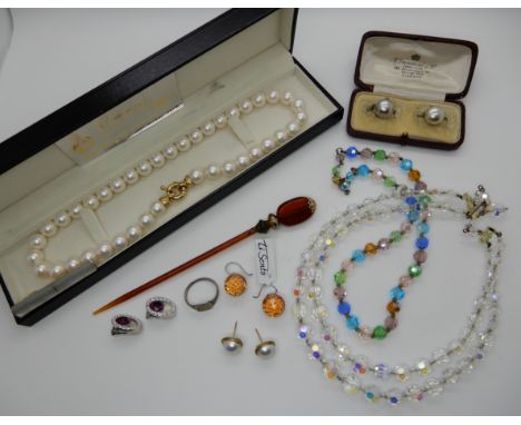 A pair of 9ct gold mabe pearl earrings, earrings by Ti Sento and other items Condition Report: Not available for this lot