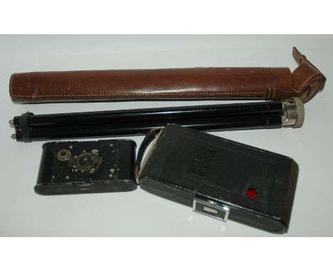 A box of miscellaneous including cameras, hand fans, tripod stand etc Condition Report: Available upon request
