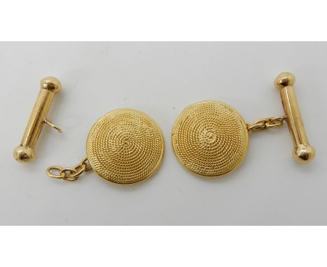 A pair of bright yellow metal rope pattern domed cufflinks (af) weight 7.1gms Condition Report: Available upon request