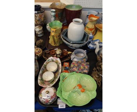 Assorted decorative ceramics including a Royal Winton chintz pot and cover, Carlton Ware genie lamp table lighter, Maling dis