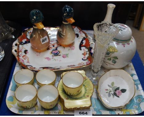 A lady artist painted egg cups and stands, novelty Goebel duck salt and pepper etc Condition Report: Available upon request