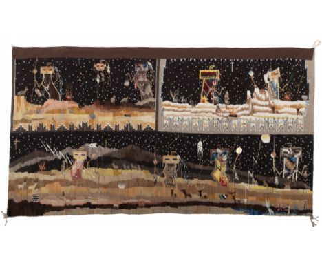 North America, New Mexico, Pine Hill, Navajo Indians, T.S. Cody, a handwoven tapestry, 'somewhere' from the Triptych/Night Sk