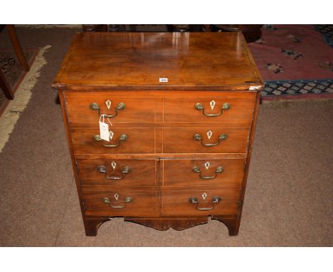 A Georgian inlaid mahogany commode (distressed), 64cms wide.