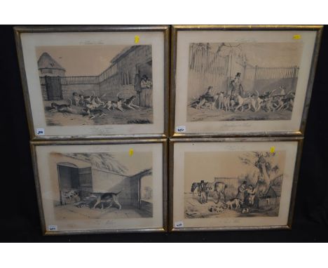 Lithographs, after Richard Barrett Davis - "First Discipline", "Draughting Hounds"; "The Mother" and "Sent To Walks", publish