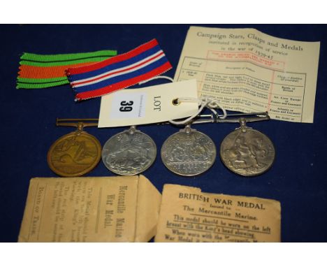 War medals, to include: First World War Medal and Mercantile Marine War Medal awarded to Thomas A. Jobling; Second World War 
