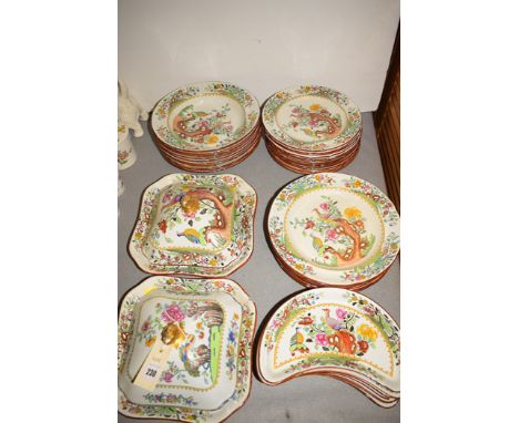 A Copeland Spode part dinner service, to include: tureens; side plates; dinner plates; and bowls in 'Eden' pattern.