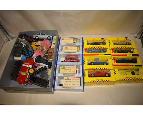 Die cast model vehicles, to include: a Corgi, Dinky; and others.
