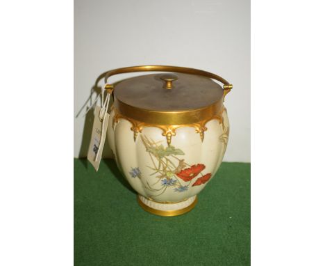 A Royal Worcester biscuit barrel, no. 112589, pattern 1451.