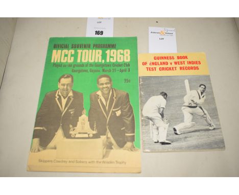 Official Souvenir Programme MCC Tour 1968, played on the grounds of the Georgetown Cricket Club, Guyana, signed; and Guinness