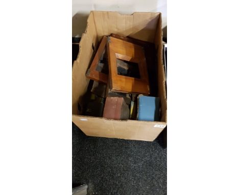 BOX OF ANTIQUE WOODEN CAMERA PARTS
