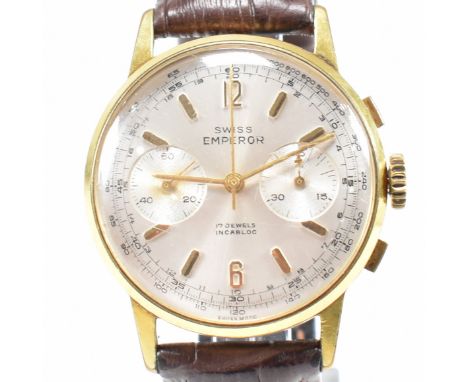 A mid century Swiss Emperor 17 Jewels Incabloc gentleman's chronometer wristwatch / watch. The silvered dial with baton numer