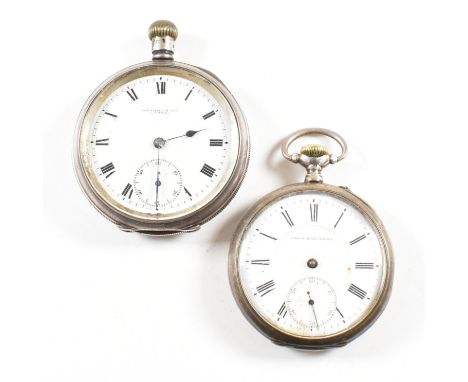 A silver hallmarked open faced pocket watch by Thomas Russell &amp; Son Liverpool. Plain hallmarked case with cartouche back 