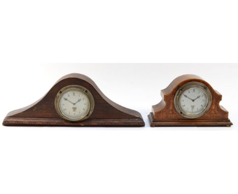 Two Smiths of London nickel car clocks, c.1930's, P 175. 032 and P 87.475, both mounted in mantel clock frames. 