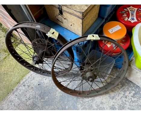 A 21" pair of vintage bead rim wheels 