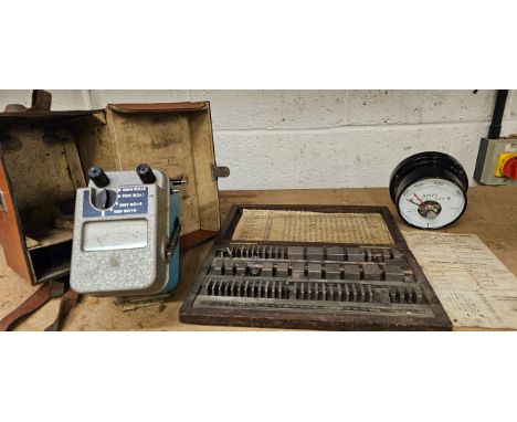 A vintage Precise Combination distance piece set, a Megger electrical tester and a P&amp;S load indicator 
