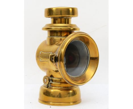 A brass era King of the Road by Lucas oil fired side lamp, No 146, 21cm. 