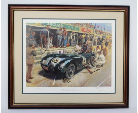 Terence Cuneo (1907-1996), Jaguar Pit Stop-Le Mans 1953, signed limited edition print, 620/850, signed in pencil by Cuneo and