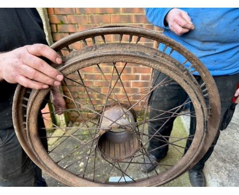 A vintage 23" bead rim wheel with Sturmey Archer 3 speed outer hub casing 