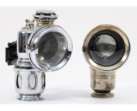 A Powell &amp; Hanmer New Sultan chrome carbide lamp and a P&amp;H Panther carbide lamp (2) 