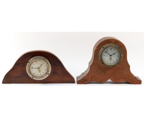 Two Smiths of London nickel car clocks, c.1930's, P 69.145 and P 102.135, both mounted in mantel clock frames. 