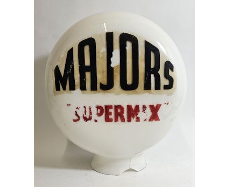 A Majors Supermix glass globe, crack and part missing, 40cm 