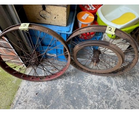 A 21" pair of vintage bead rim wheels 