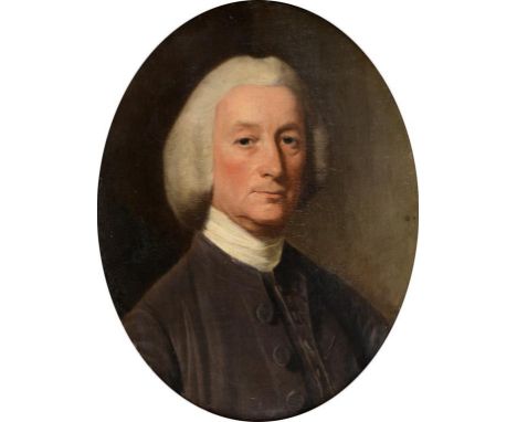 Attributed to Nathaniel Hone, a portrait of Thomas Skinner II, oil on canvas, oval, 57.5 x 44 cm  See illustration Condition 