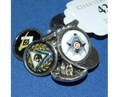 Three pairs of masonic cufflinks