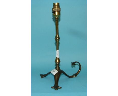 A Benson style brass lamp, 30.5 cm high (over fitment)
