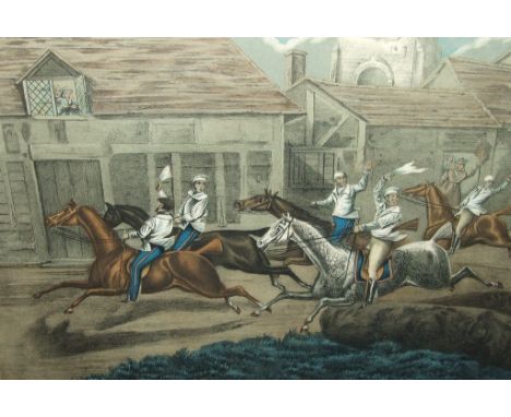 A set of four H Alken coloured engravings, The First Steeple Chase on Record, plates I-IV, and other pictures and prints (qty