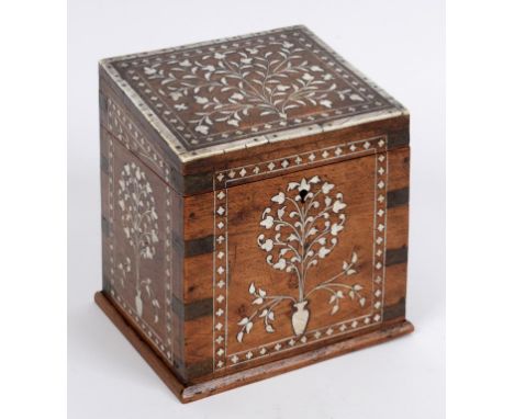 An Indian inlaid caddy, 16 cm high  See illustration