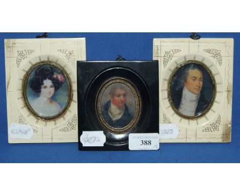 Three oval bust portrait miniatures