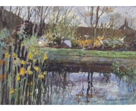 Norman Battershill, After the rain, pastel, signed, inscribed verso, 26 x 38 cm, and three others by the same, Evening Light,